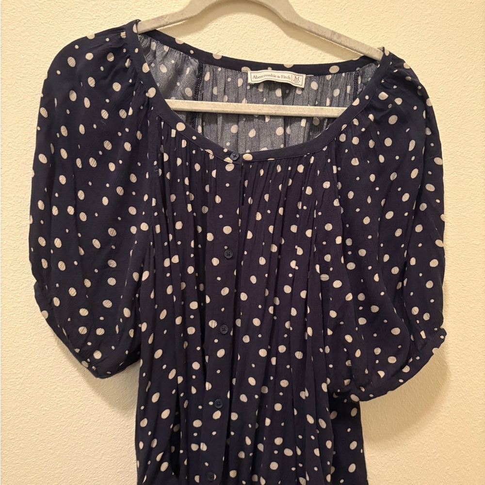 Abercrombie & Fitch Navy Polka Dot Blouse